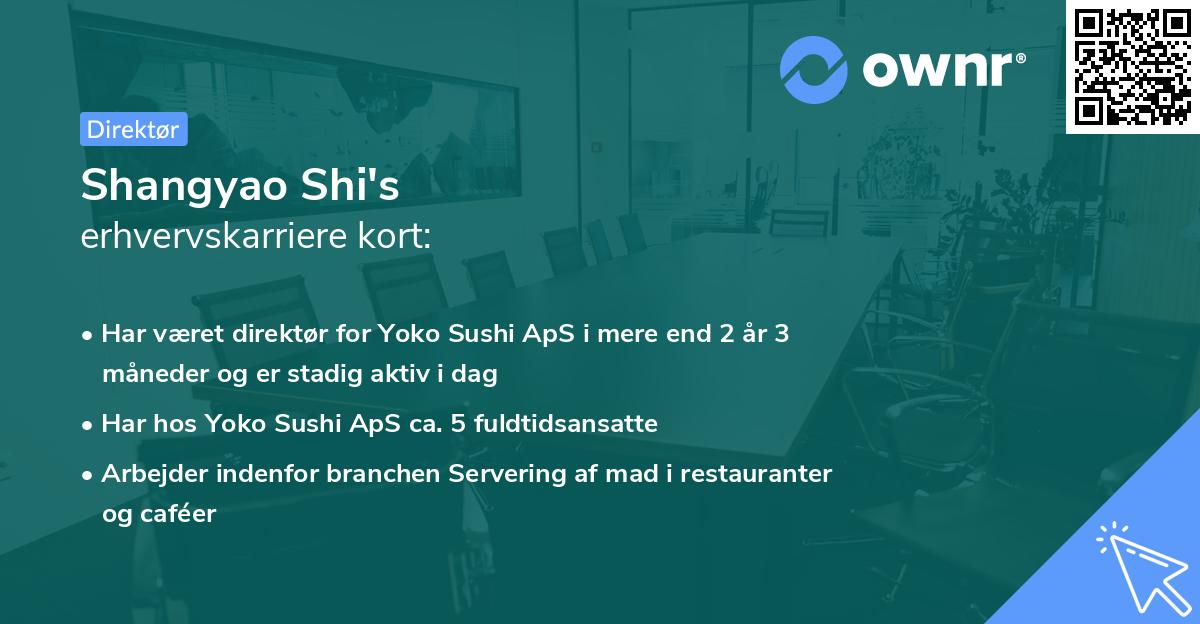 Shangyao Shi's erhvervskarriere kort