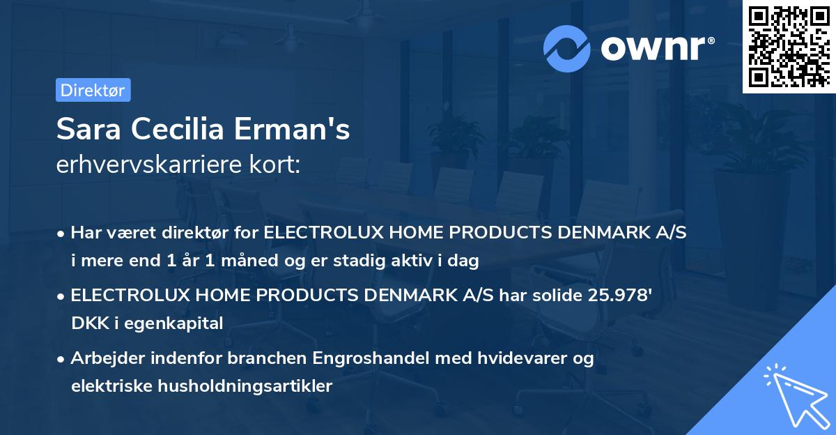 Sara Cecilia Erman's erhvervskarriere kort