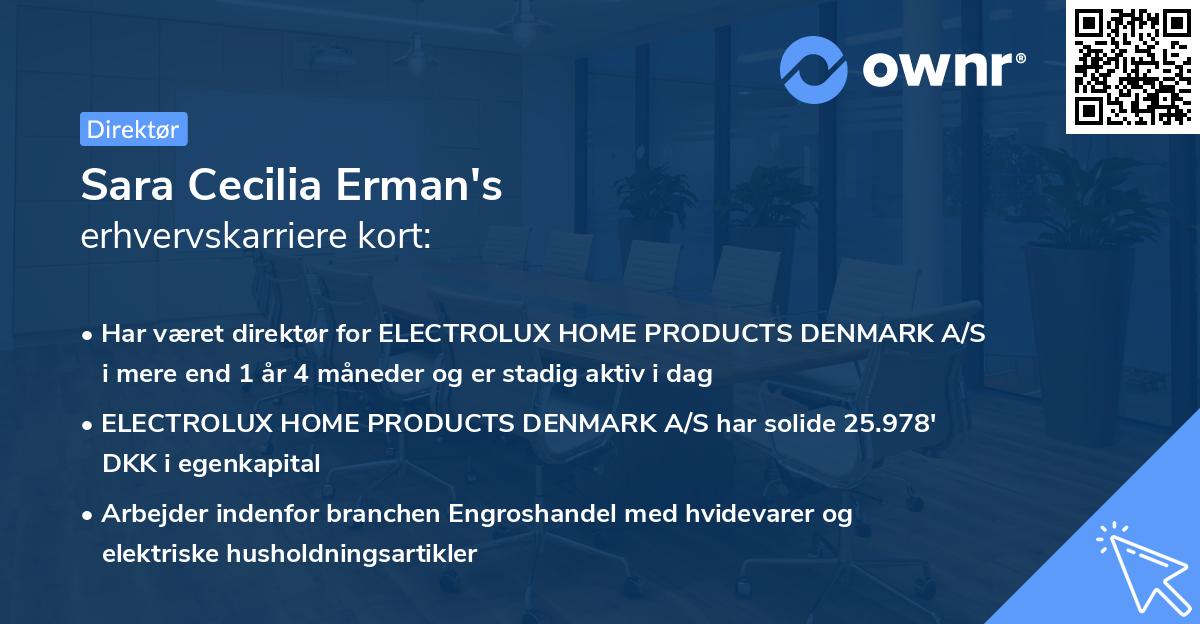 Sara Cecilia Erman's erhvervskarriere kort