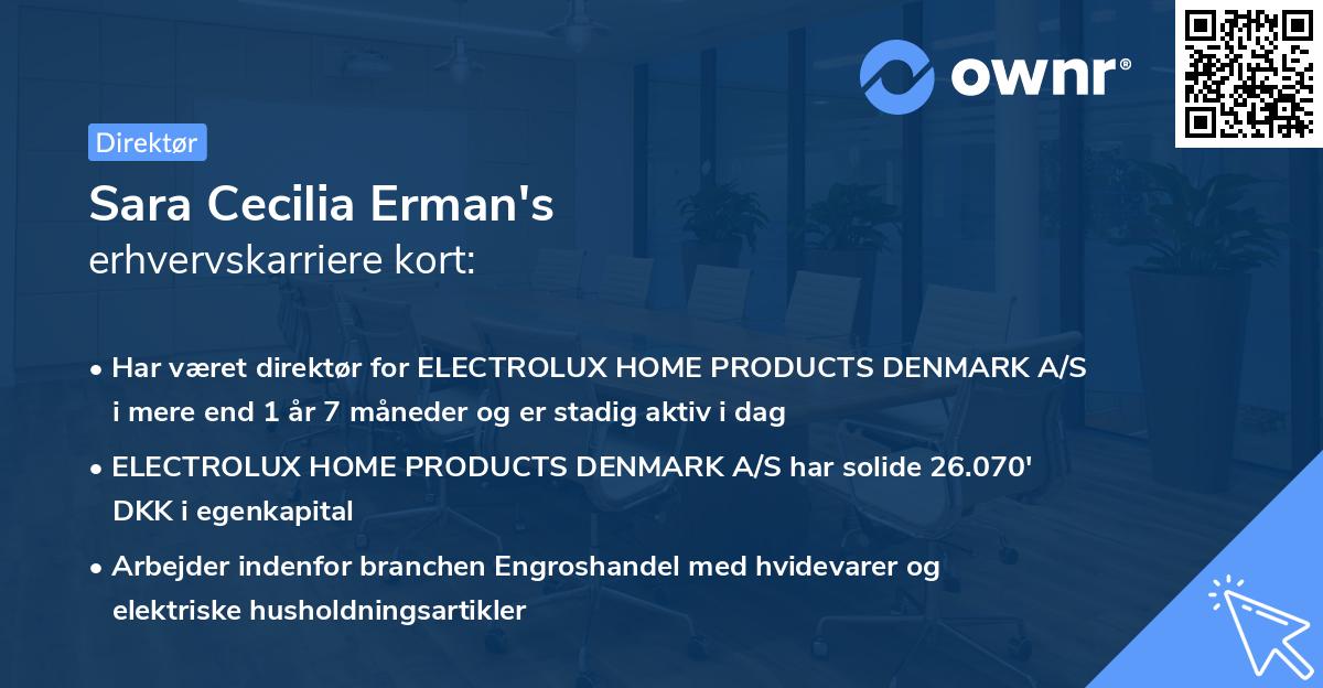 Sara Cecilia Erman's erhvervskarriere kort