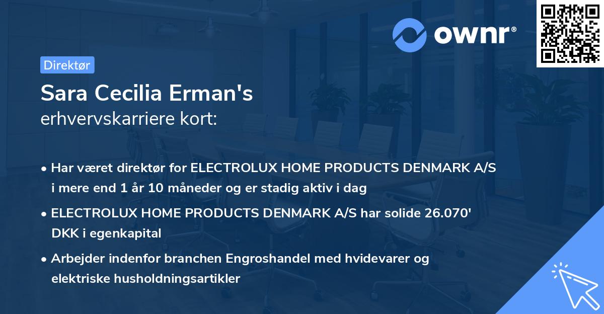 Sara Cecilia Erman's erhvervskarriere kort