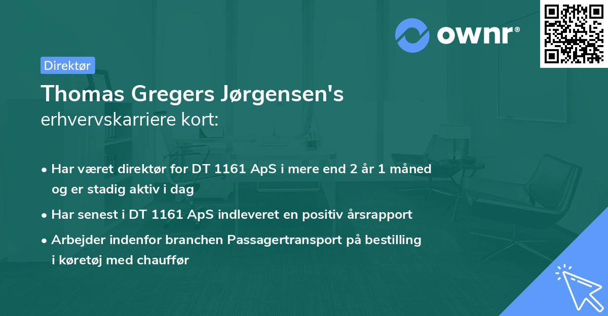 Thomas Gregers Jørgensen's erhvervskarriere kort