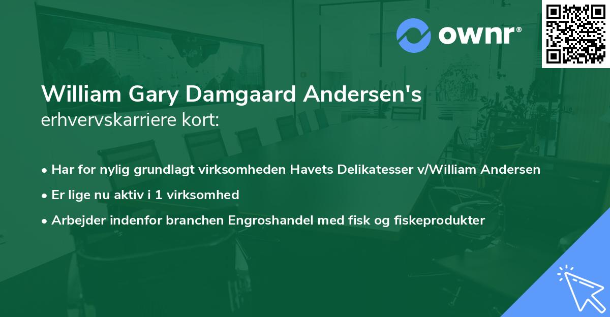 William Gary Damgaard Andersen's erhvervskarriere kort