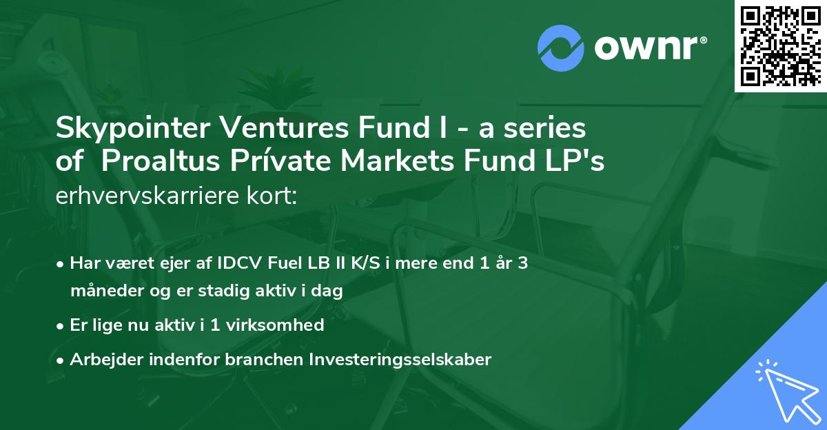 Skypointer Ventures Fund I - a series of  Proaltus Prívate Markets Fund LP's erhvervskarriere kort