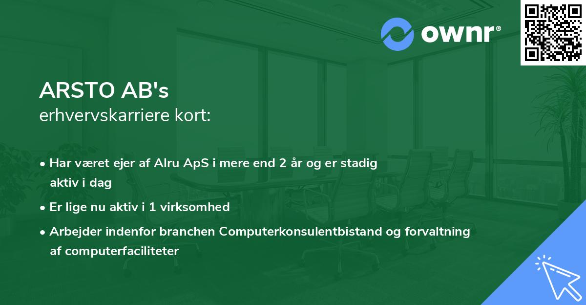ARSTO AB's erhvervskarriere kort