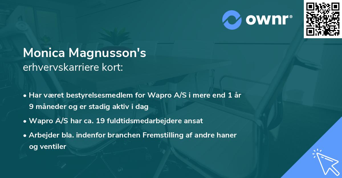 Monica Magnusson's erhvervskarriere kort