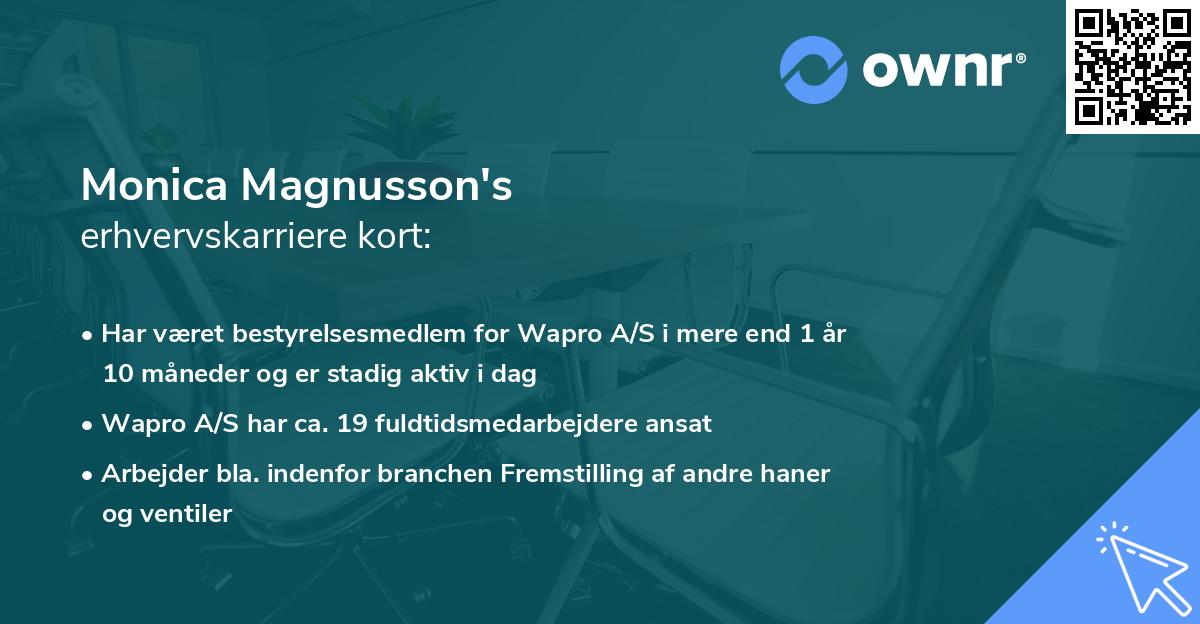 Monica Magnusson's erhvervskarriere kort