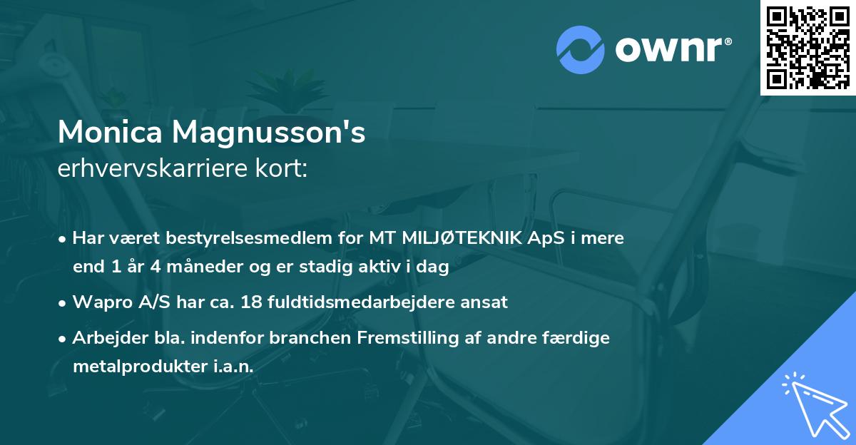 Monica Magnusson's erhvervskarriere kort