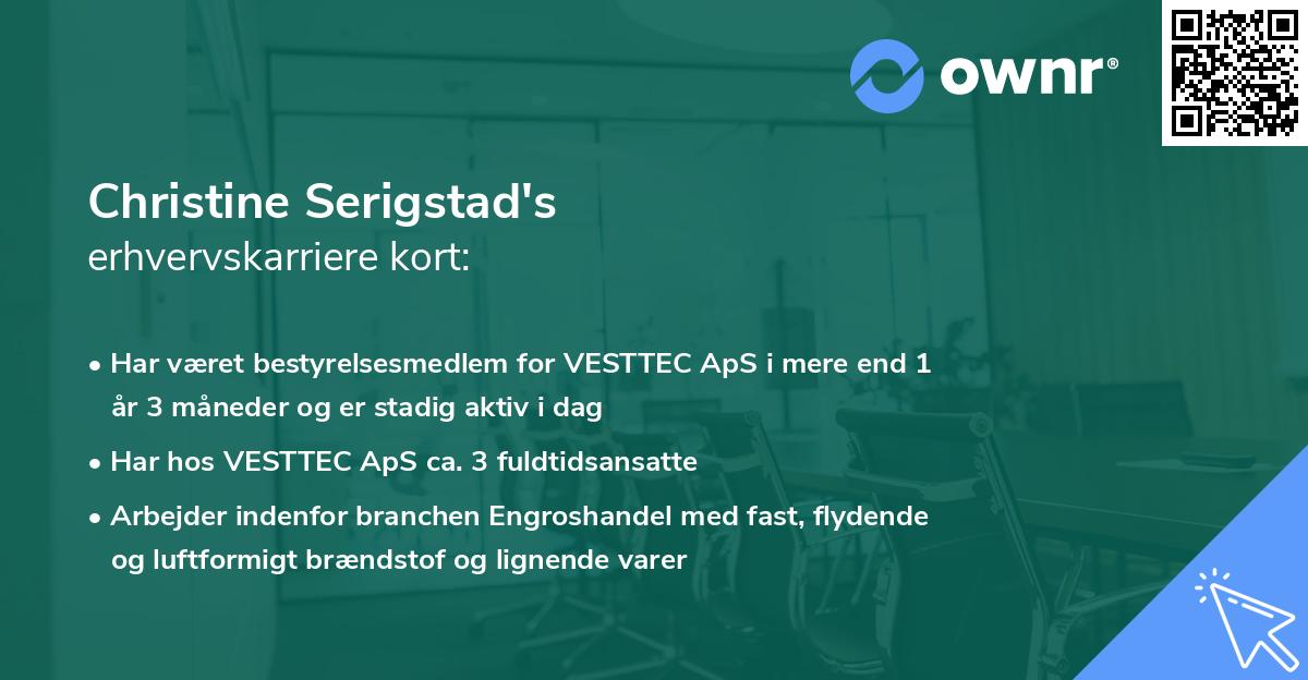 Christine Serigstad's erhvervskarriere kort