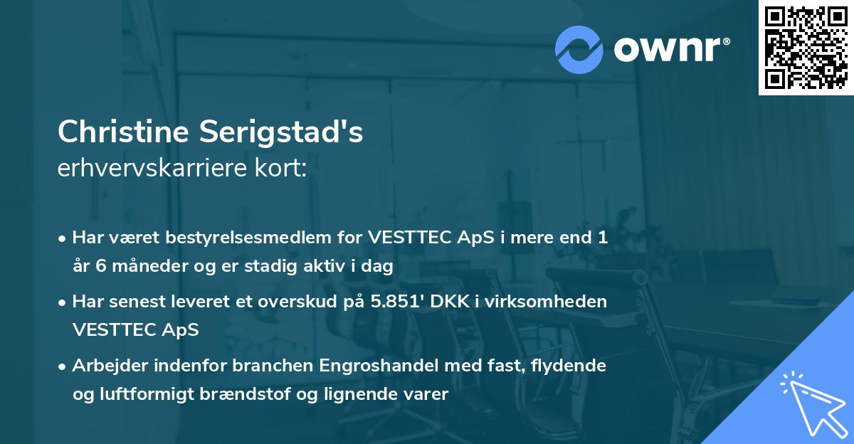 Christine Serigstad's erhvervskarriere kort