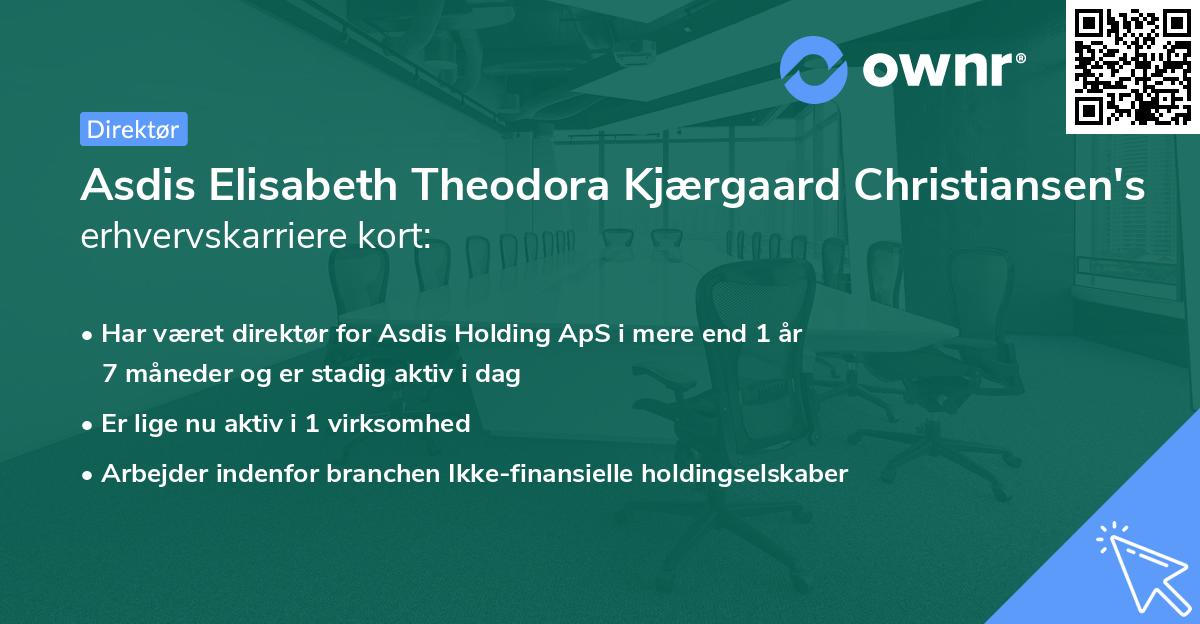 Asdis Elisabeth Theodora Kjærgaard Christiansen's erhvervskarriere kort