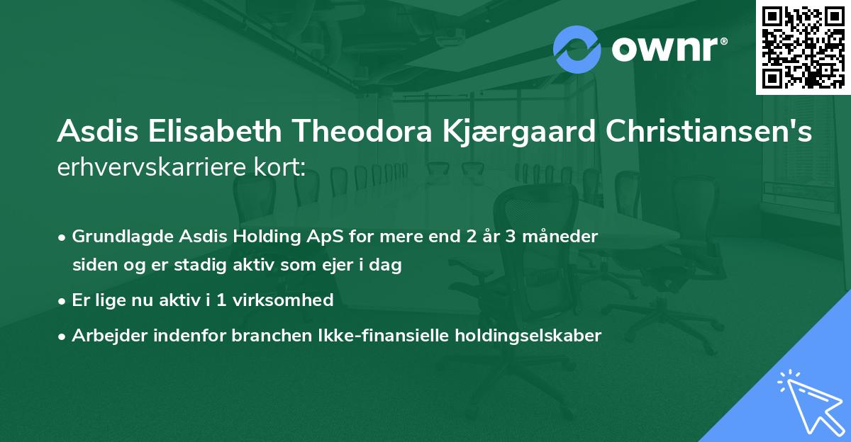 Asdis Elisabeth Theodora Kjærgaard Christiansen's erhvervskarriere kort