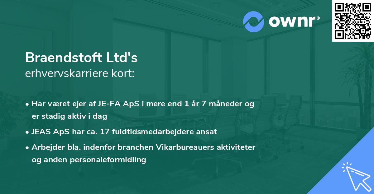 Braendstoft Ltd's erhvervskarriere kort
