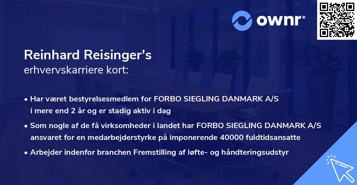 Reinhard Reisinger's erhvervskarriere kort