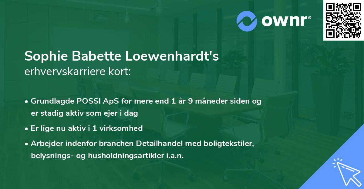 Sophie Babette Loewenhardt's erhvervskarriere kort