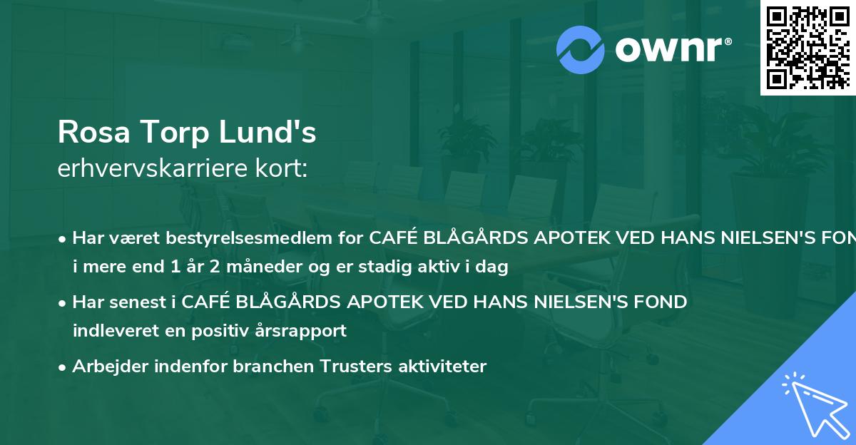 Rosa Torp Lund's erhvervskarriere kort