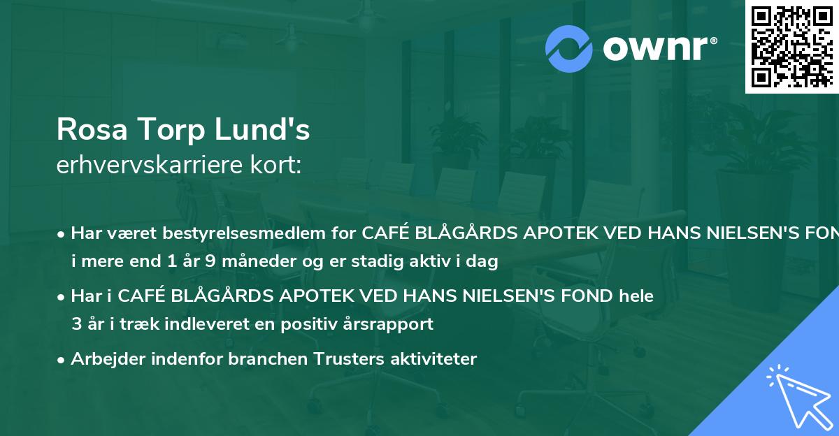 Rosa Torp Lund's erhvervskarriere kort