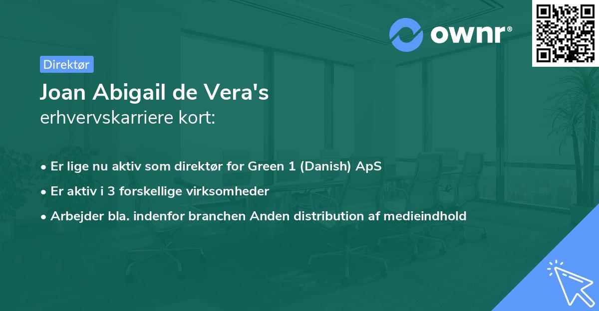 Joan Abigail de Vera's erhvervskarriere kort