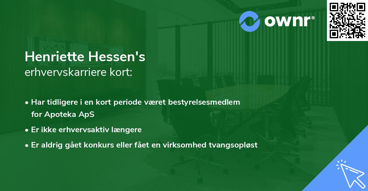 Henriette Hessen's erhvervskarriere kort