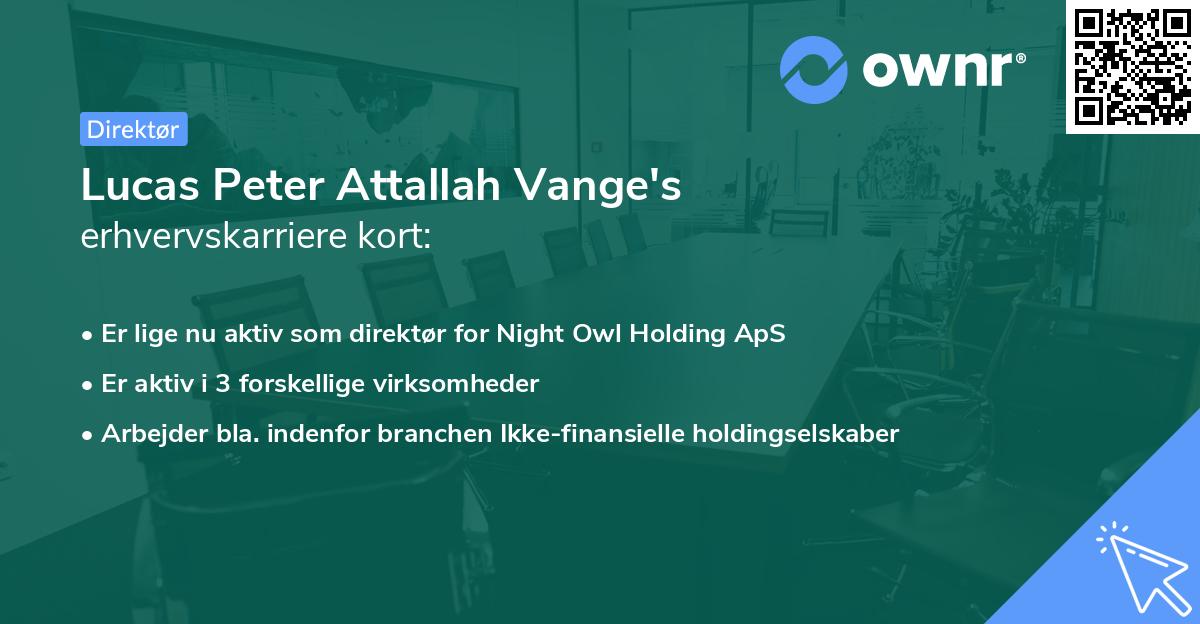 Lucas Peter Attallah Vange's erhvervskarriere kort