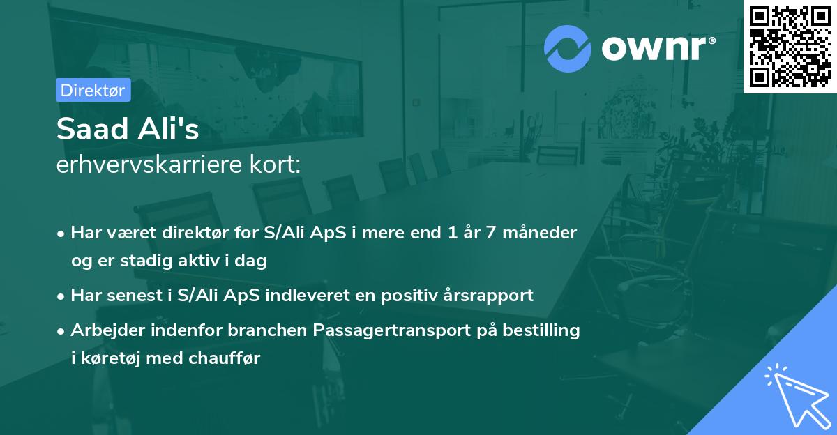 Saad Ali's erhvervskarriere kort