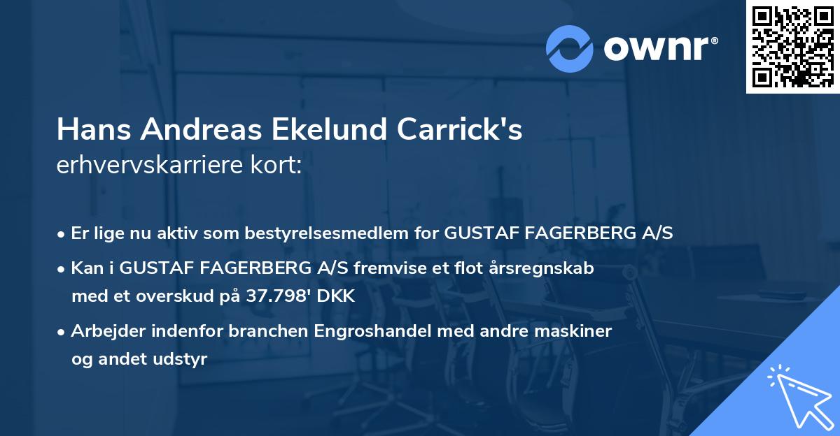 Hans Andreas Ekelund Carrick's erhvervskarriere kort