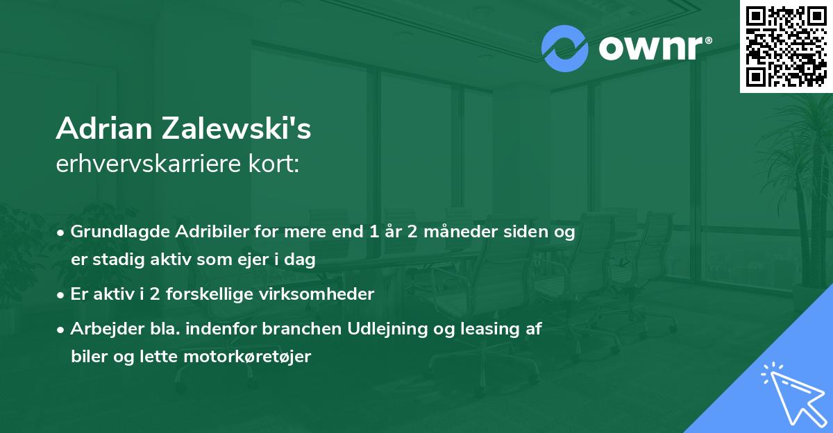 Adrian Zalewski's erhvervskarriere kort