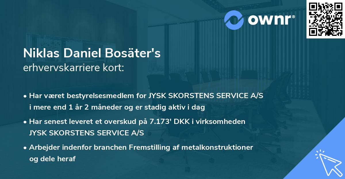 Niklas Daniel Bosäter's erhvervskarriere kort
