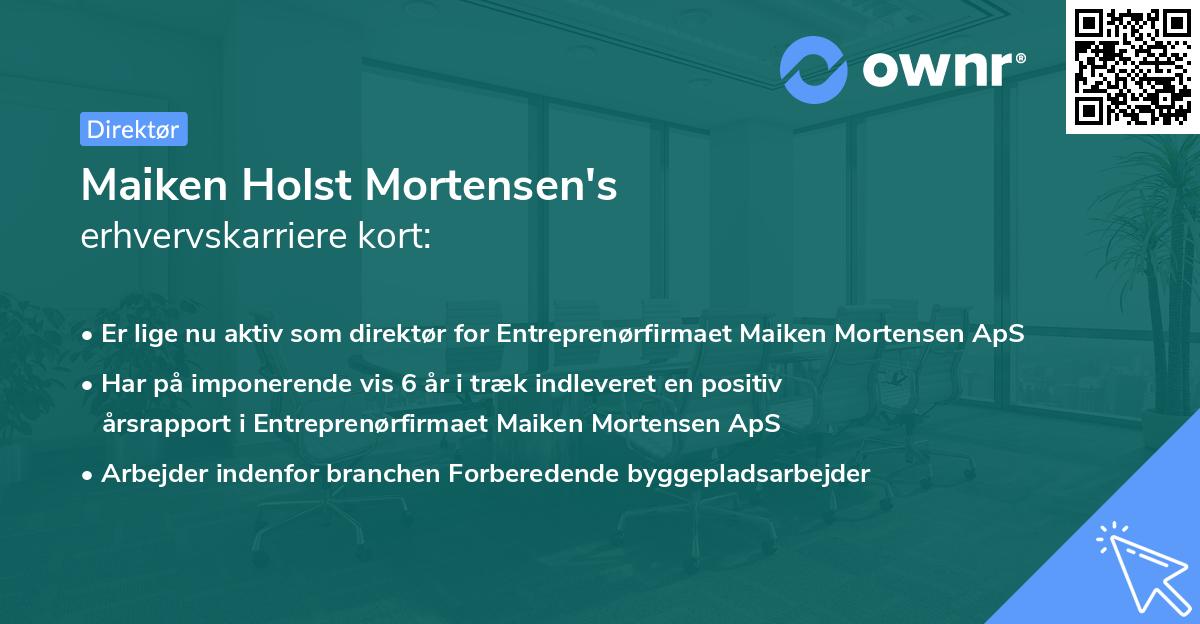 Maiken Holst Mortensen's erhvervskarriere kort
