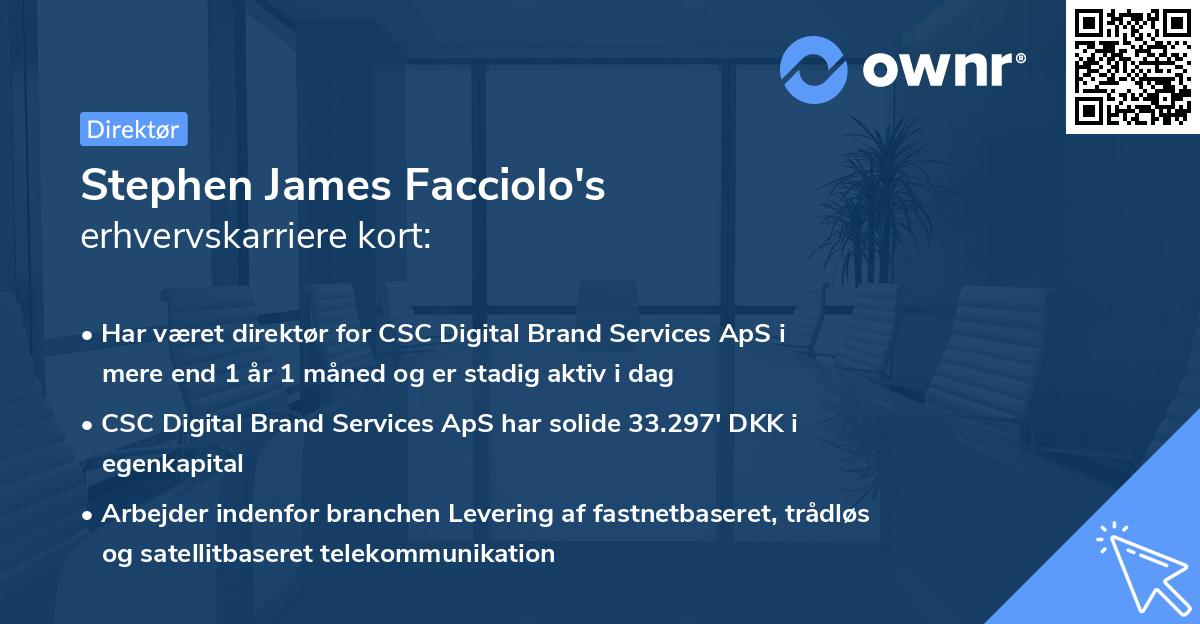Stephen James Facciolo's erhvervskarriere kort