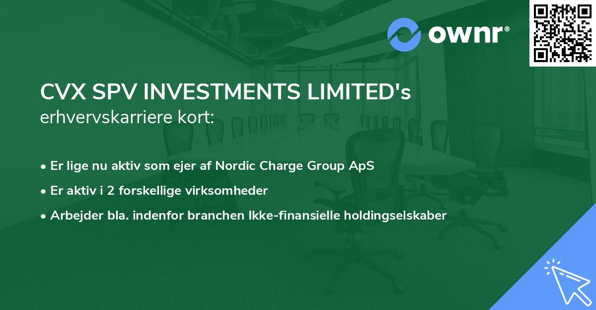 CVX SPV INVESTMENTS LIMITED's erhvervskarriere kort