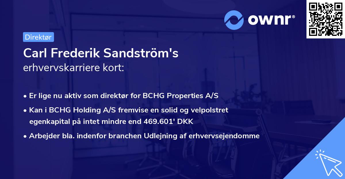 Carl Frederik Sandström's erhvervskarriere kort