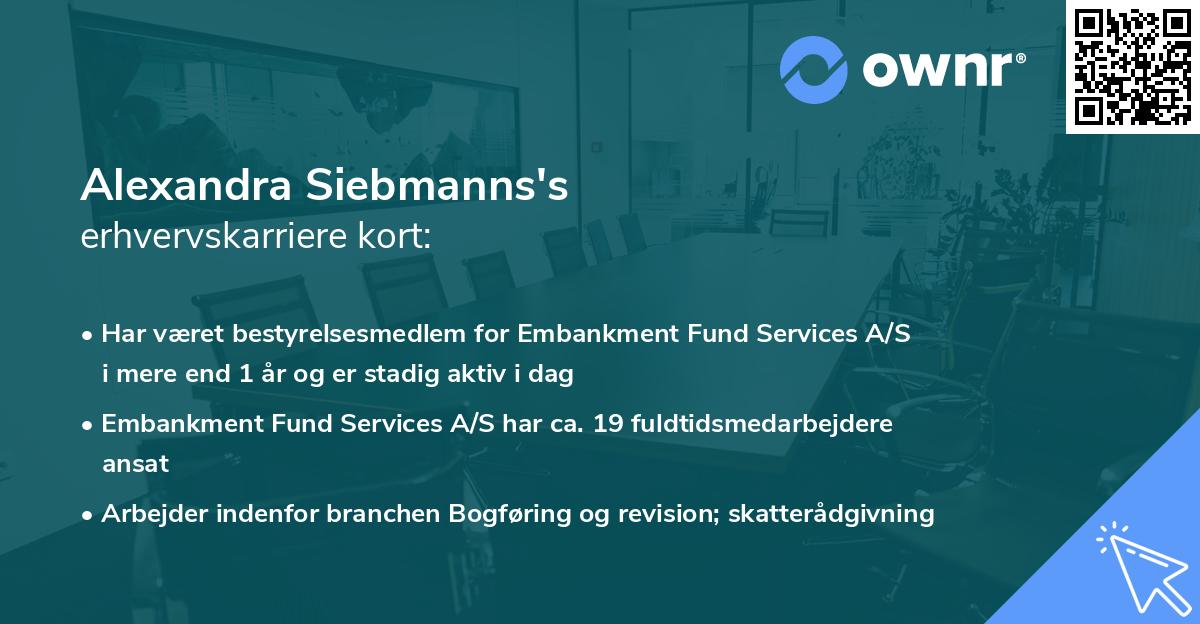 Alexandra Siebmanns's erhvervskarriere kort