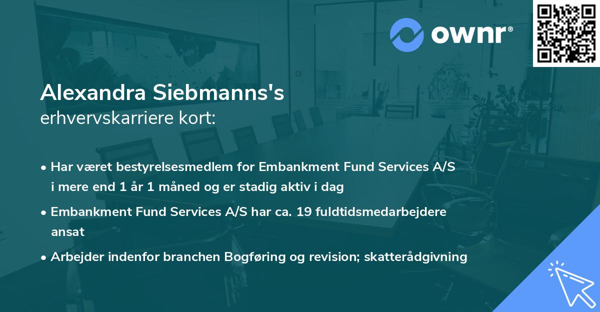 Alexandra Siebmanns's erhvervskarriere kort