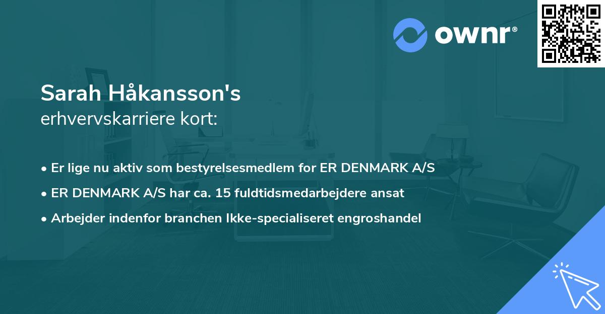 Sarah Håkansson's erhvervskarriere kort