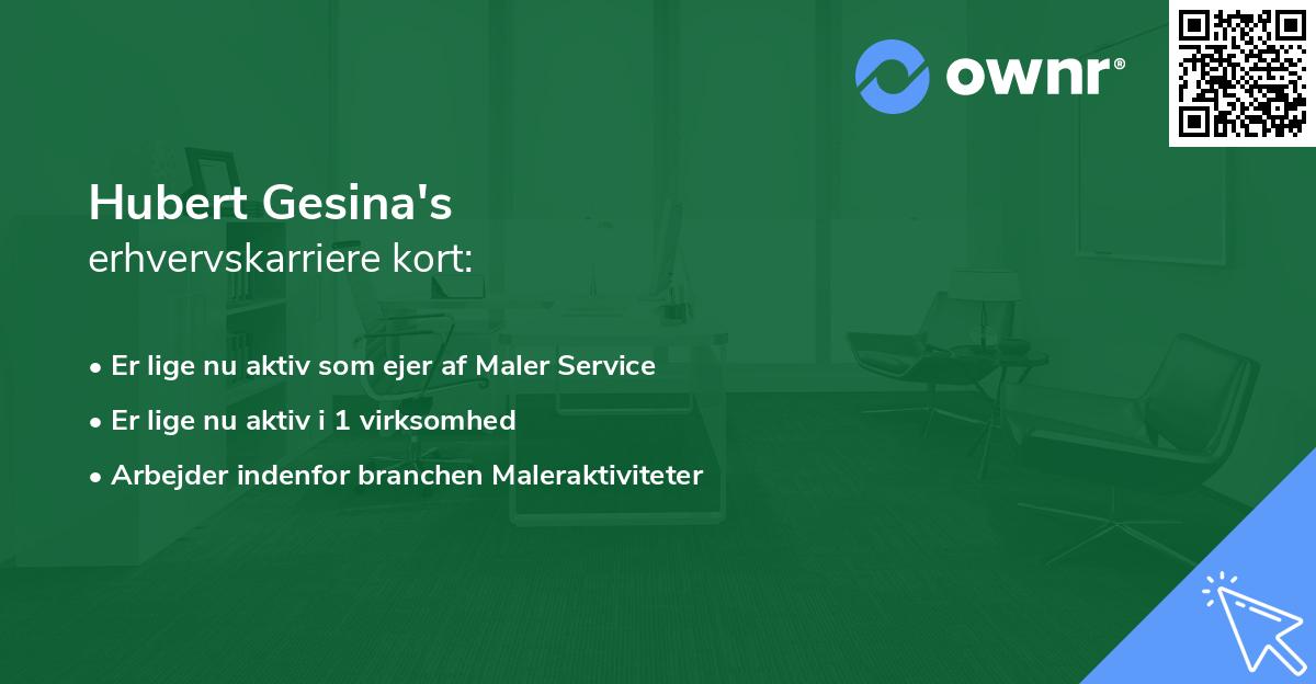 Hubert Gesina's erhvervskarriere kort