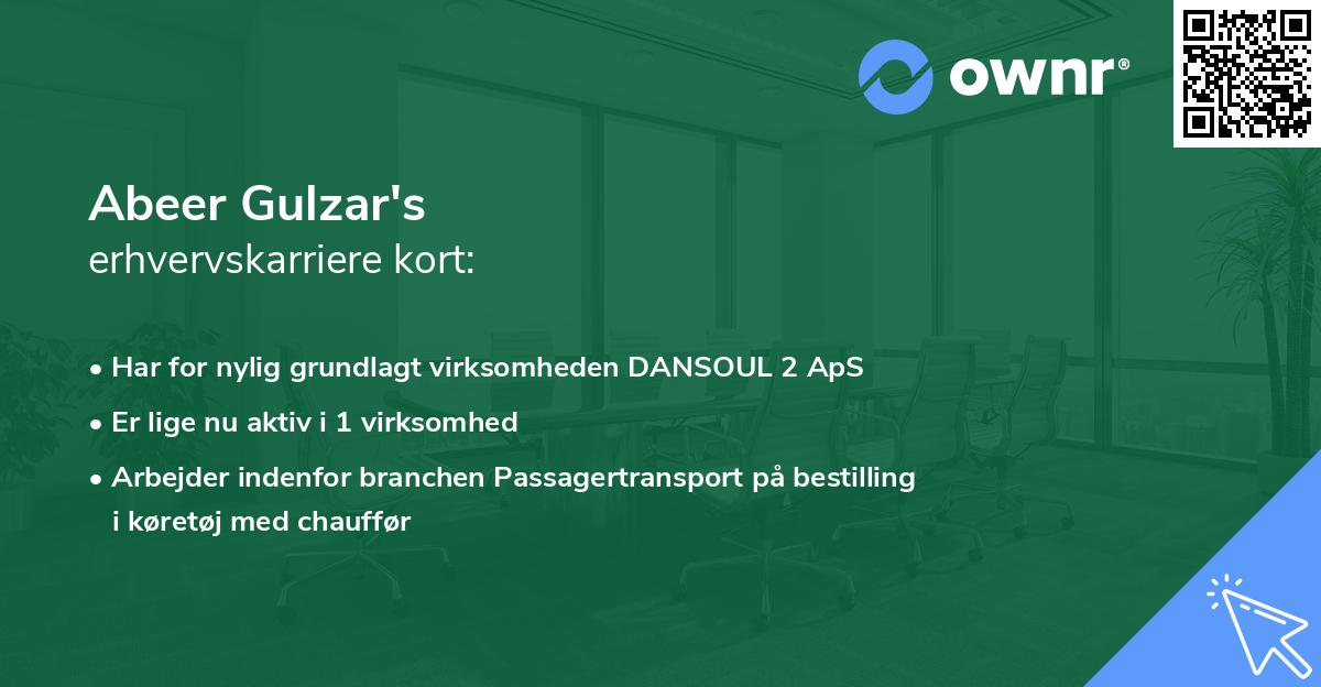 Abeer Gulzar's erhvervskarriere kort