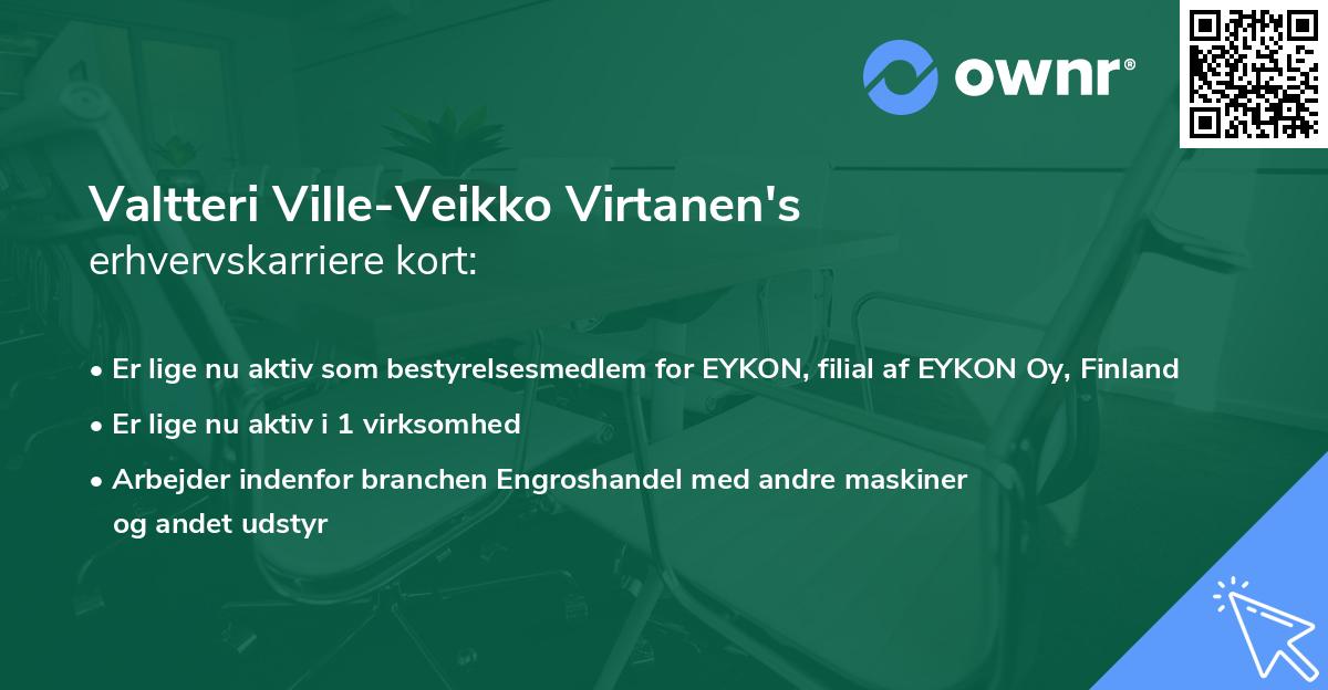 Valtteri Ville-Veikko Virtanen's erhvervskarriere kort