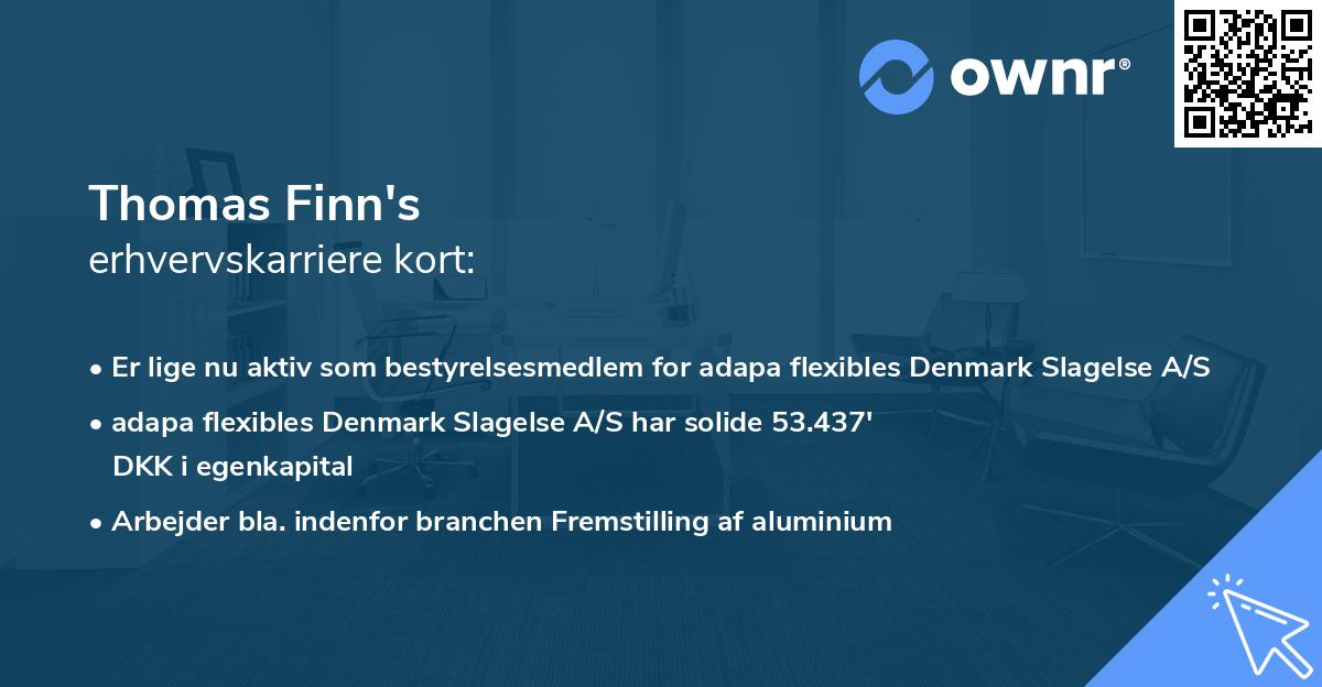 Thomas Finn's erhvervskarriere kort