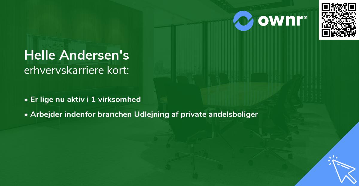 Helle Andersen's erhvervskarriere kort