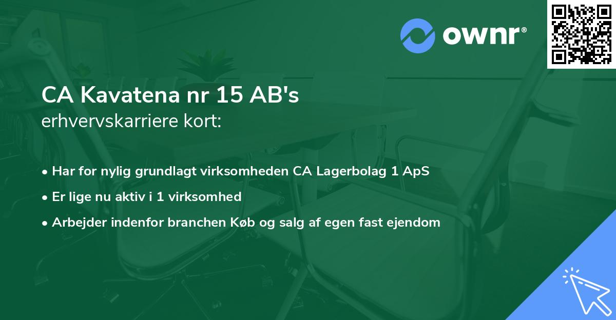CA Kavatena nr 15 AB's erhvervskarriere kort