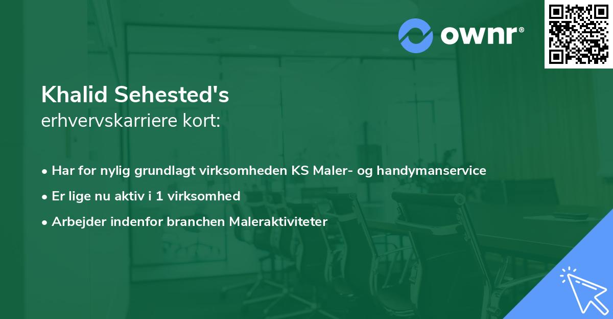 Khalid Sehested's erhvervskarriere kort