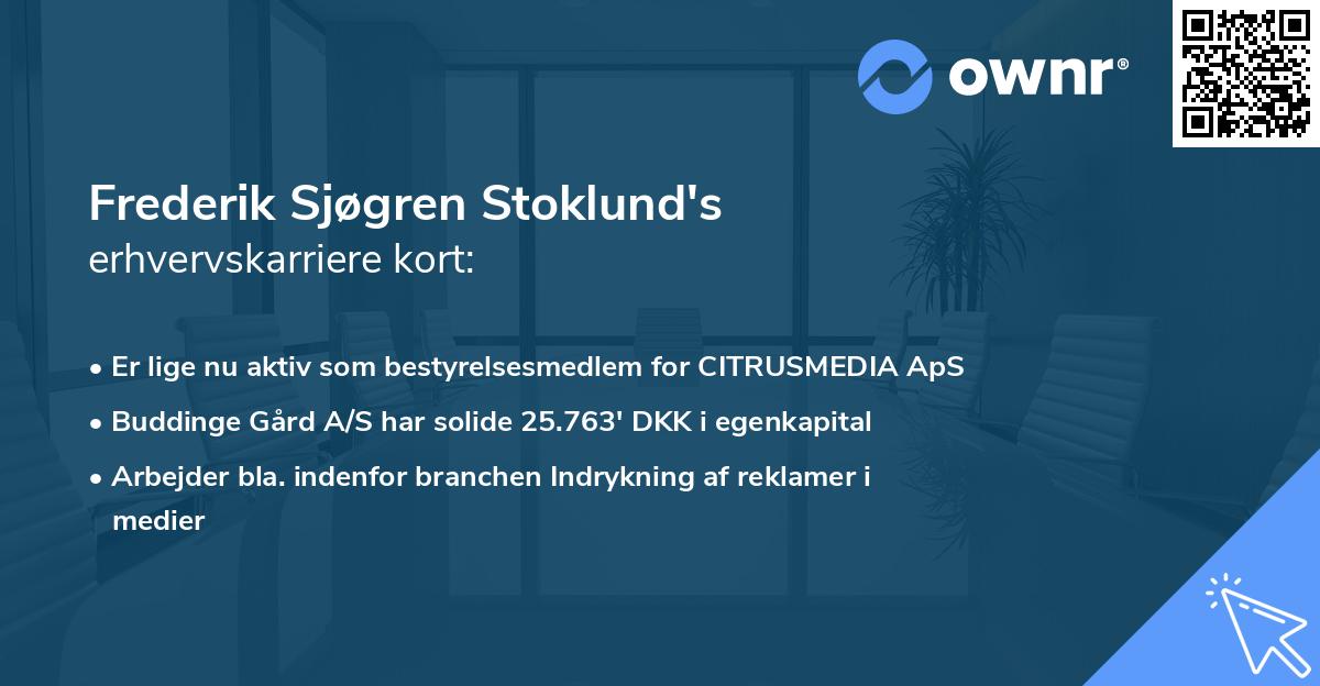 Frederik Sjøgren Stoklund's erhvervskarriere kort