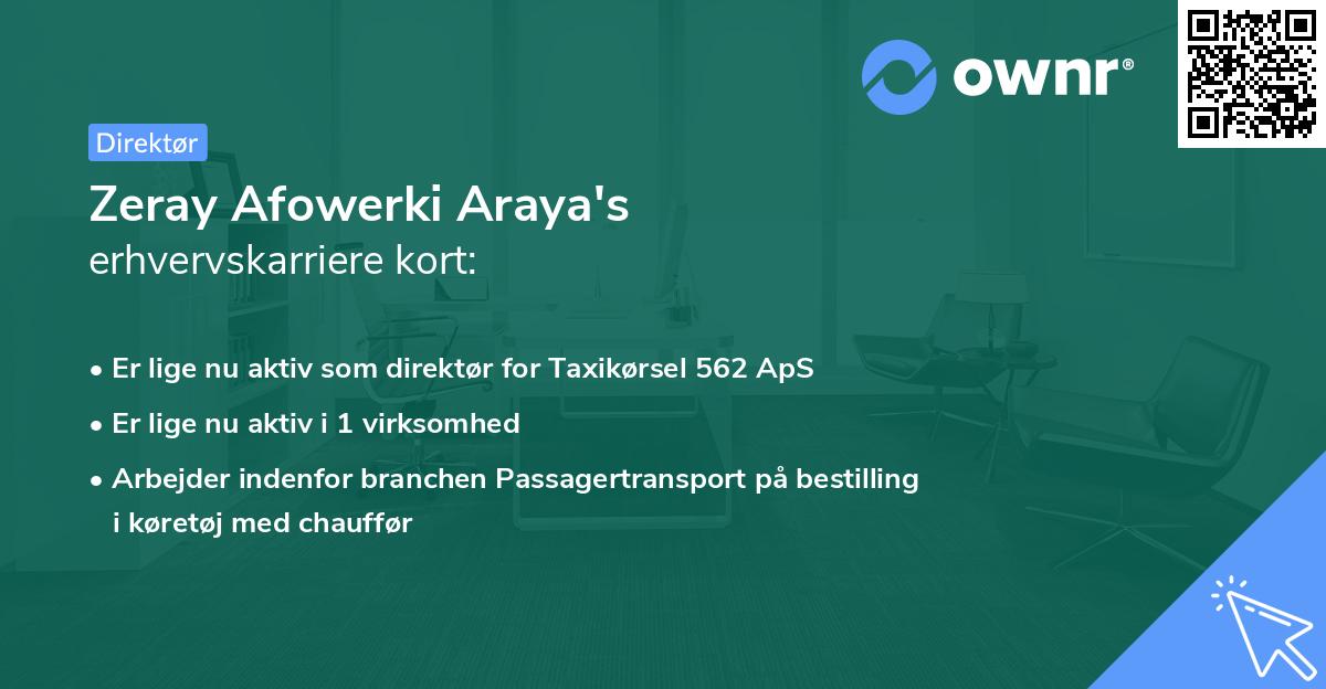 Zeray Afowerki Araya's erhvervskarriere kort