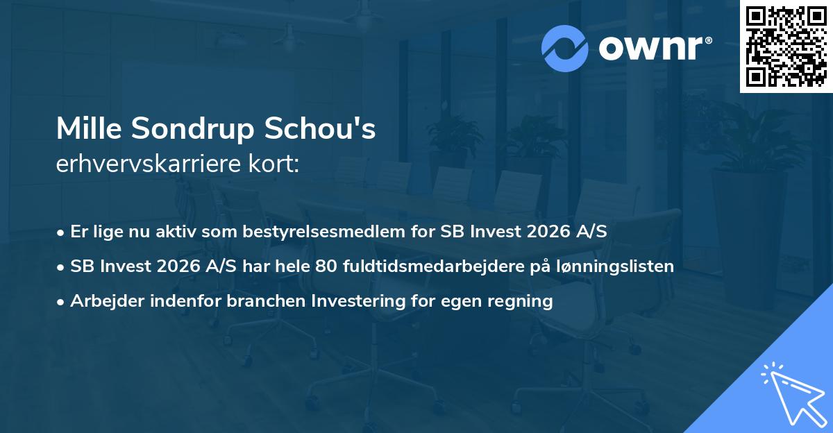 Mille Sondrup Schou's erhvervskarriere kort