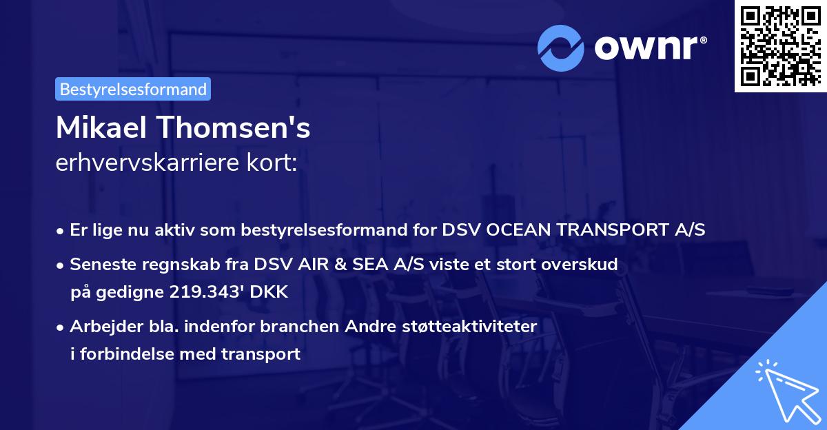 Mikael Thomsen's erhvervskarriere kort