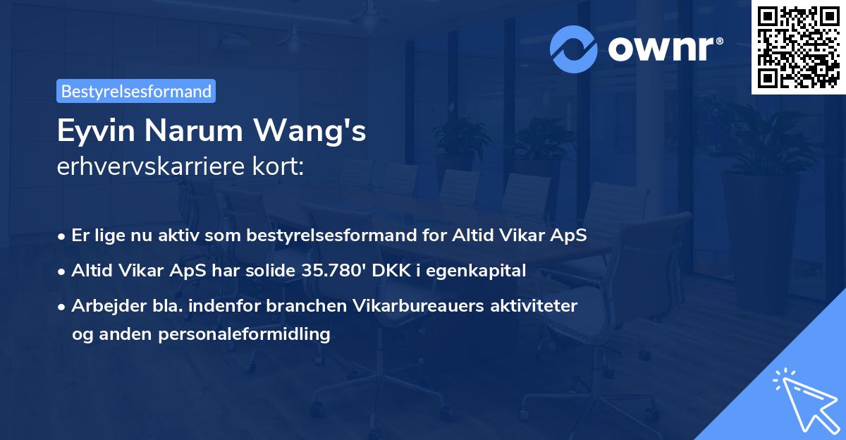 Eyvin Narum Wang's erhvervskarriere kort