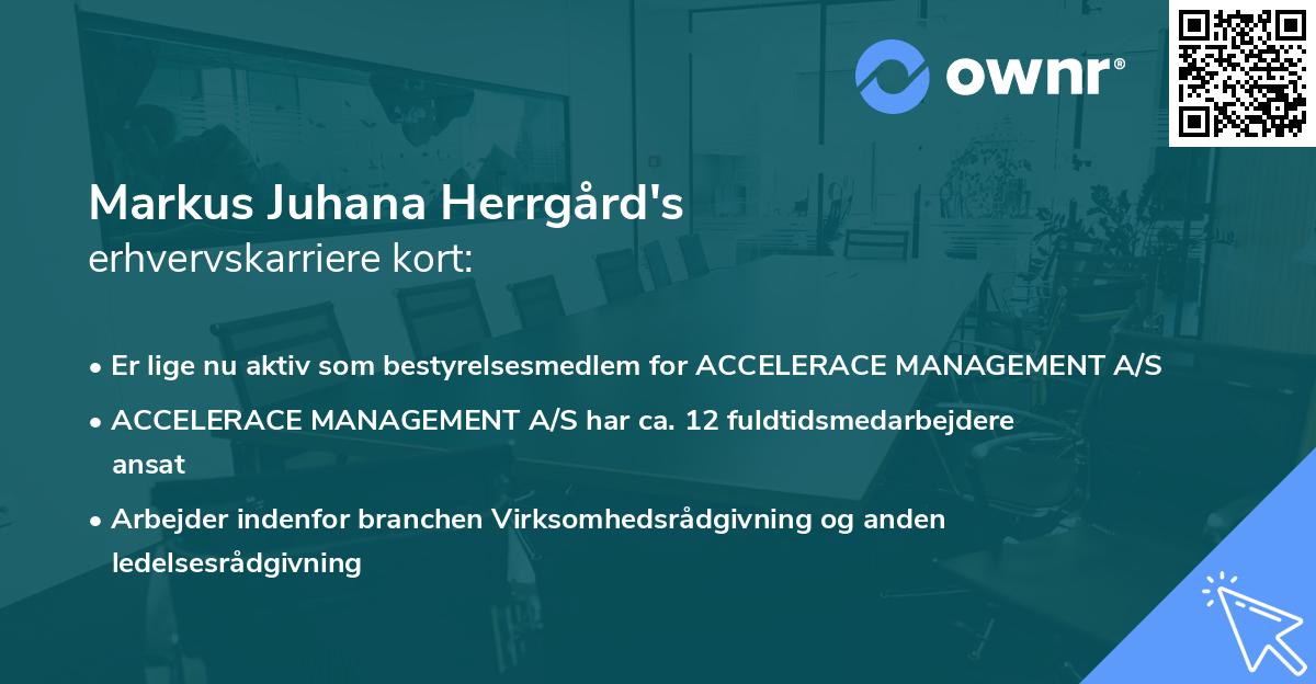 Markus Juhana Herrgård's erhvervskarriere kort