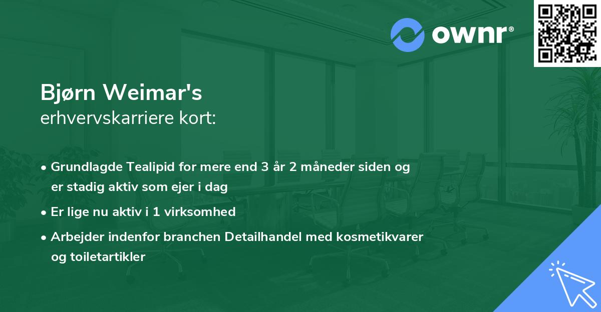 Bjørn Weimar's erhvervskarriere kort