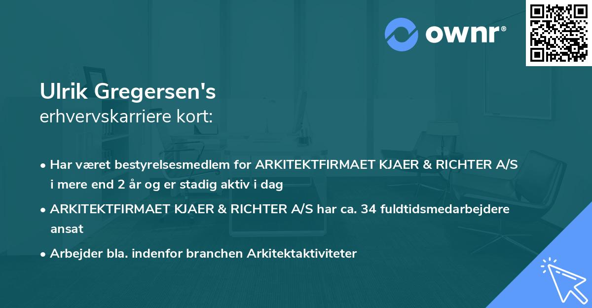 Ulrik Gregersen's erhvervskarriere kort
